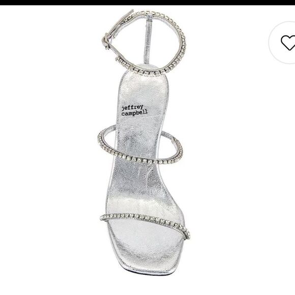Jeffrey Campbell Demonica Sandals Silver shoes high heels Rhinestone Revolve 9.5 - Picture 5 of 14